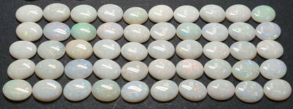 52204 - Lot of 50 Natural Australian Solid White Opals 9x7 mm Oval Cut For Sale