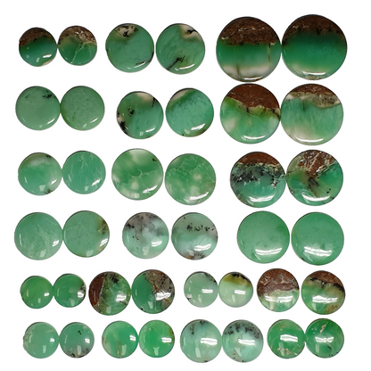 53535.0 - 40 Pieces or 20 Pairs Round Cut Green Cabochon Australian Chrysoprase