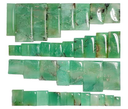 53529.0 - 38 Mixed Shades Green Rectangular Cabochon Cut Australian Chrysoprase