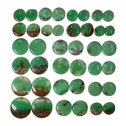 53535.0 - 40 Pieces or 20 Pairs Round Cut Green Cabochon Australian Chrysoprase