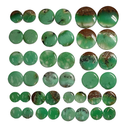 53535.0 - 40 Pieces or 20 Pairs Round Cut Green Cabochon Australian Chrysoprase