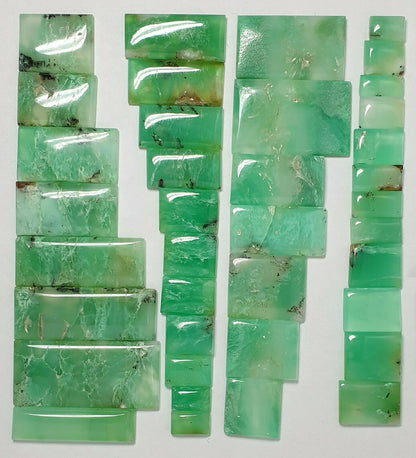 53529.0 - 38 Mixed Shades Green Rectangular Cabochon Cut Australian Chrysoprase