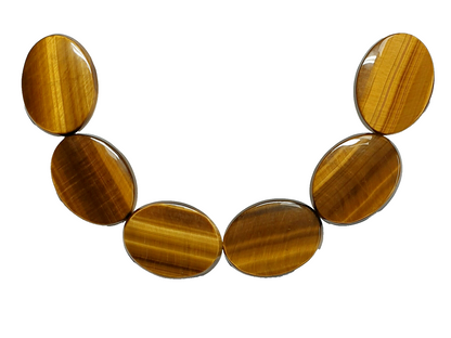 11594 - 6 Tiger's Eye 40x30 mm Oval Cut Slight Cabochon and Flat Polished Back