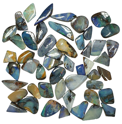 53538.0 -  50 Boulder Opal Free Cut Polished Faces 285.43 carats Smallish Sized