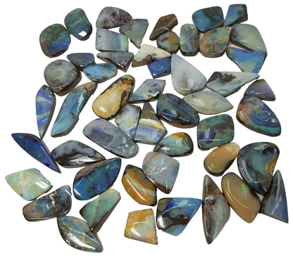 53538.0 -  50 Boulder Opal Free Cut Polished Faces 285.43 carats Smallish Sized
