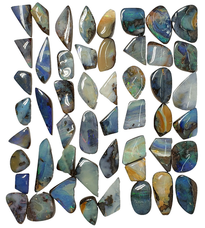 53538.0 -  50 Boulder Opal Free Cut Polished Faces 285.43 carats Smallish Sized
