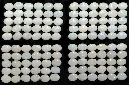 52251 -  30 Australian Earth Mined Coober Pedy Solid White Opals 8x6 mm Oval Cut