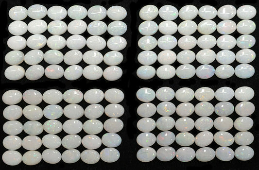 52251 -  30 Australian Earth Mined Coober Pedy Solid White Opals 8x6 mm Oval Cut