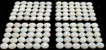 52251 -  30 Australian Earth Mined Coober Pedy Solid White Opals 8x6 mm Oval Cut