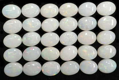 52251 -  30 Australian Earth Mined Coober Pedy Solid White Opals 8x6 mm Oval Cut