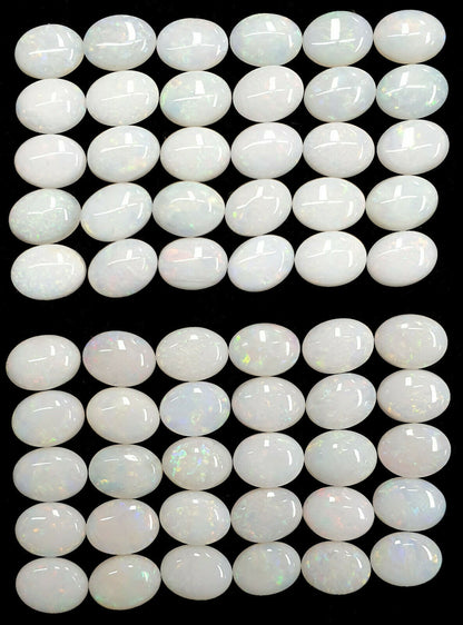 52251 -  30 Australian Earth Mined Coober Pedy Solid White Opals 8x6 mm Oval Cut