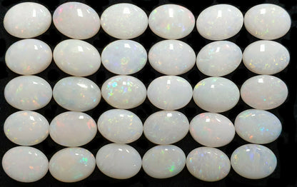 52251 -  30 Australian Earth Mined Coober Pedy Solid White Opals 8x6 mm Oval Cut