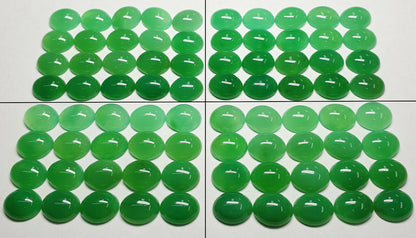52248 -   20 Aussie 11x9 mm Oval Cut Cabochon Chrysoprase Mixed Shades of Green