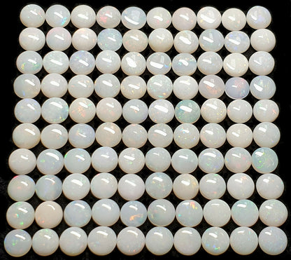 52252 -  100 Australian Earth Mined Coober Pedy Solid White Opals 5 mm Round Cut