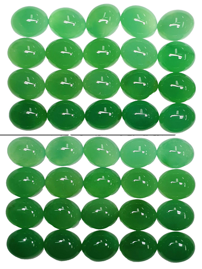 52248 -   20 Aussie 11x9 mm Oval Cut Cabochon Chrysoprase Mixed Shades of Green