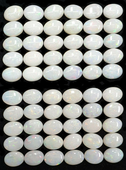 52251 -  30 Australian Earth Mined Coober Pedy Solid White Opals 8x6 mm Oval Cut