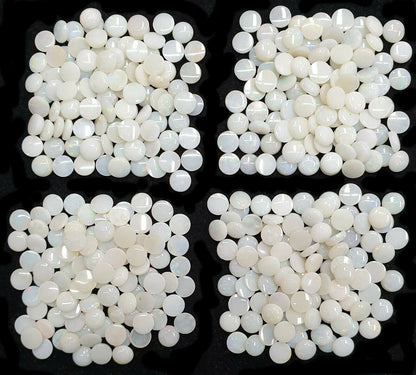 52252 -  100 Australian Earth Mined Coober Pedy Solid White Opals 5 mm Round Cut