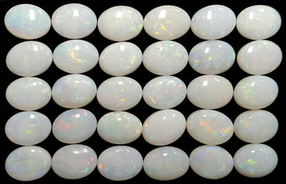 52251 -  30 Australian Earth Mined Coober Pedy Solid White Opals 8x6 mm Oval Cut