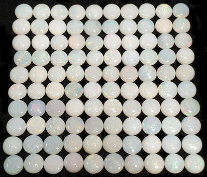 52252 -  100 Australian Earth Mined Coober Pedy Solid White Opals 5 mm Round Cut