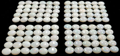 52251 -  30 Australian Earth Mined Coober Pedy Solid White Opals 8x6 mm Oval Cut