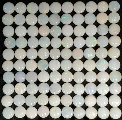 52252 -  100 Australian Earth Mined Coober Pedy Solid White Opals 5 mm Round Cut