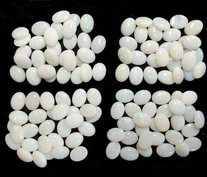 52251 -  30 Australian Earth Mined Coober Pedy Solid White Opals 8x6 mm Oval Cut