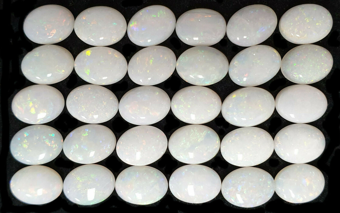 52251 -  30 Australian Earth Mined Coober Pedy Solid White Opals 8x6 mm Oval Cut