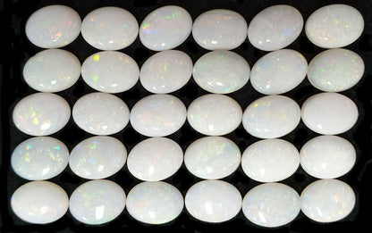 52251 -  30 Australian Earth Mined Coober Pedy Solid White Opals 8x6 mm Oval Cut