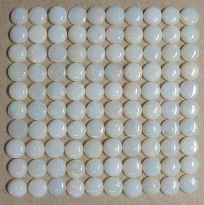 52252 -  100 Australian Earth Mined Coober Pedy Solid White Opals 5 mm Round Cut
