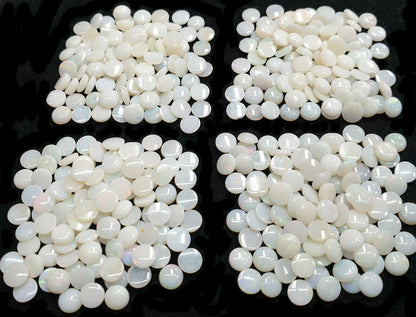 52252 -  100 Australian Earth Mined Coober Pedy Solid White Opals 5 mm Round Cut