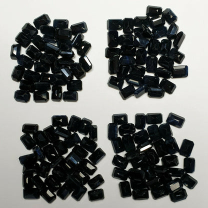 15344 - 35 Emerald Cut 6x4 mm Australian Black Sapphires about 0.80 carats each