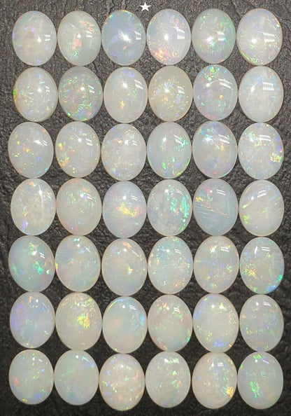 53512 -        42 Pieces Australian 10 x 8 mm Oval Cut Milky White Opal For Sale