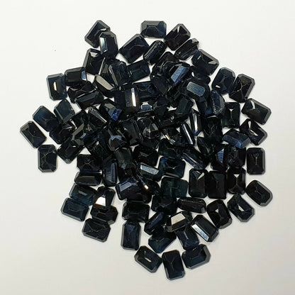 15344 - 35 Emerald Cut 6x4 mm Australian Black Sapphires about 0.80 carats each