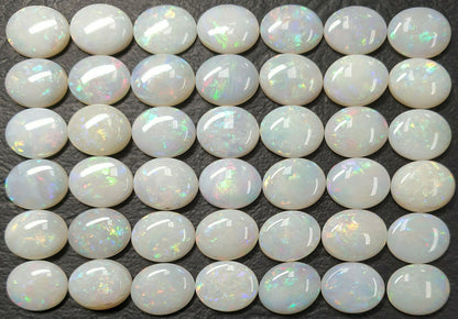 53512 -        42 Pieces Australian 10 x 8 mm Oval Cut Milky White Opal For Sale