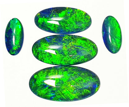 53413 - Unique 3 Very Large Matching Emerald Green Opal Triplet + Matching Pair