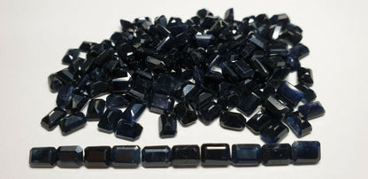 15344 - 35 Emerald Cut 6x4 mm Australian Black Sapphires about 0.80 carats each