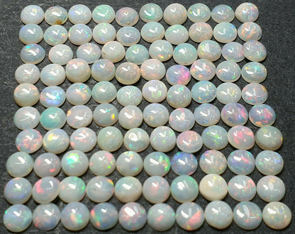 52220 - 100 Pcs 3.75 mm Natural Australian Solid White Opal for Sale 11.34carats