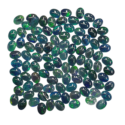 52186 - 100 Blue Blue/Green and Green 8 X 6 mm Oval Cut Australian Opal Triplets