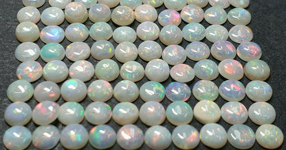 52220 - 100 Pcs 3.75 mm Natural Australian Solid White Opal for Sale 11.34carats