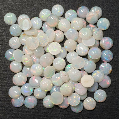 52220 - 100 Pcs 3.75 mm Natural Australian Solid White Opal for Sale 11.34carats