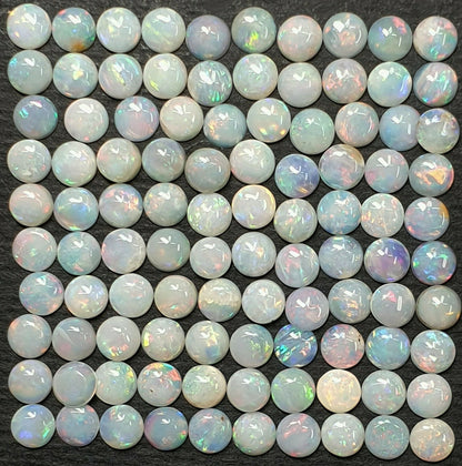 52220 - 100 Pcs 3.75 mm Natural Australian Solid White Opal for Sale 11.34carats
