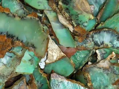 54151.2 - 800 Grams Australian rough Chrysoprase Slices Average 4-5 mm thick