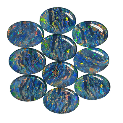 52022 - A Unique Set of 10 Matching 30x22 mm Oval Australian Opal Triplets