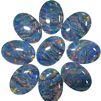 52022 - A Unique Set of 10 Matching 30x22 mm Oval Australian Opal Triplets