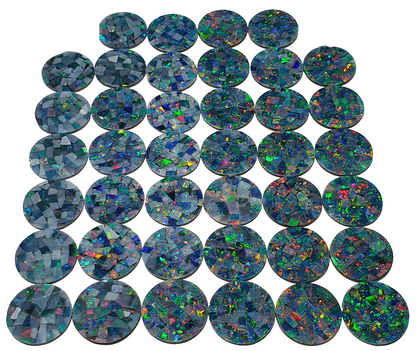 52238 - 40 Australian Mosaic Opal Doublets 11.7 to 12.1 mm Round 1.0 mm Thick