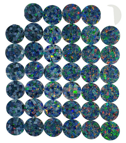 52238 - 40 Australian Mosaic Opal Doublets 11.7 to 12.1 mm Round 1.0 mm Thick