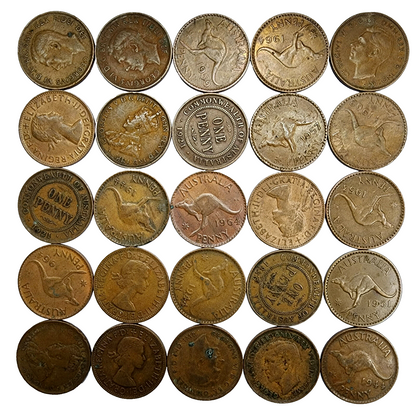 53972.0 - Bulk Lot 100 Australian 1920's to 1960's Pennies and MAY include 1910s