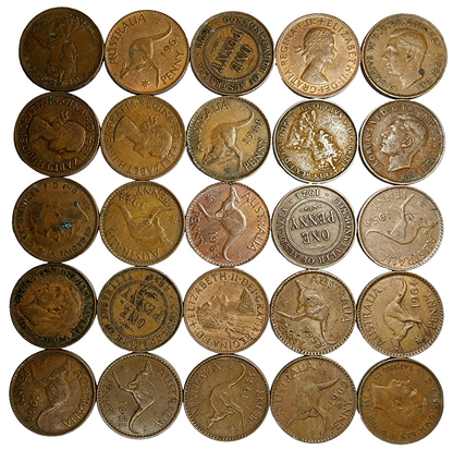 53972.0 - Bulk Lot 100 Australian 1920's to 1960's Pennies and MAY include 1910s