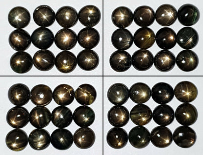11551 -    Wholesale Lot of 12 Round Cut 5.75 mm Australian Black Star Sapphires