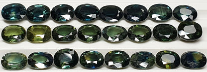 52213 - 24 Oval Cut Australian Teal, GreenS, Parti Coloured Sapphires 21.06 cts